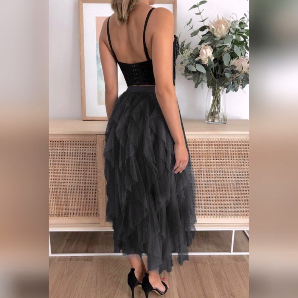 ‼️50% OFF CLEARANCE‼️ A-line Long Ruffle Tulle Skirt - Picture 3 of 4